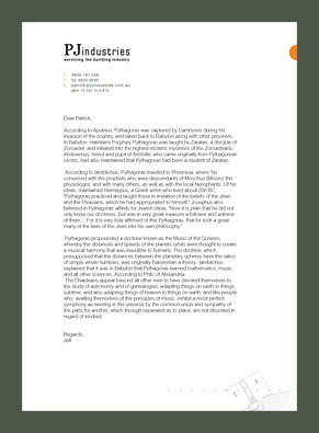 PJ Industries Letterhead
