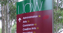 University of Wollongong Signage