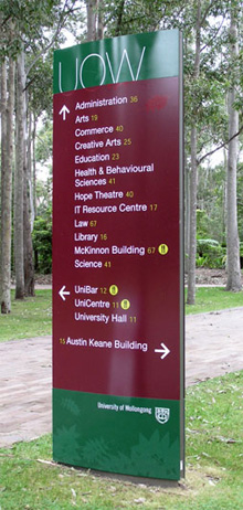 University of Wollongong Signage