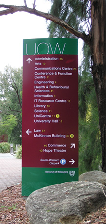 University of Wollongong Signage